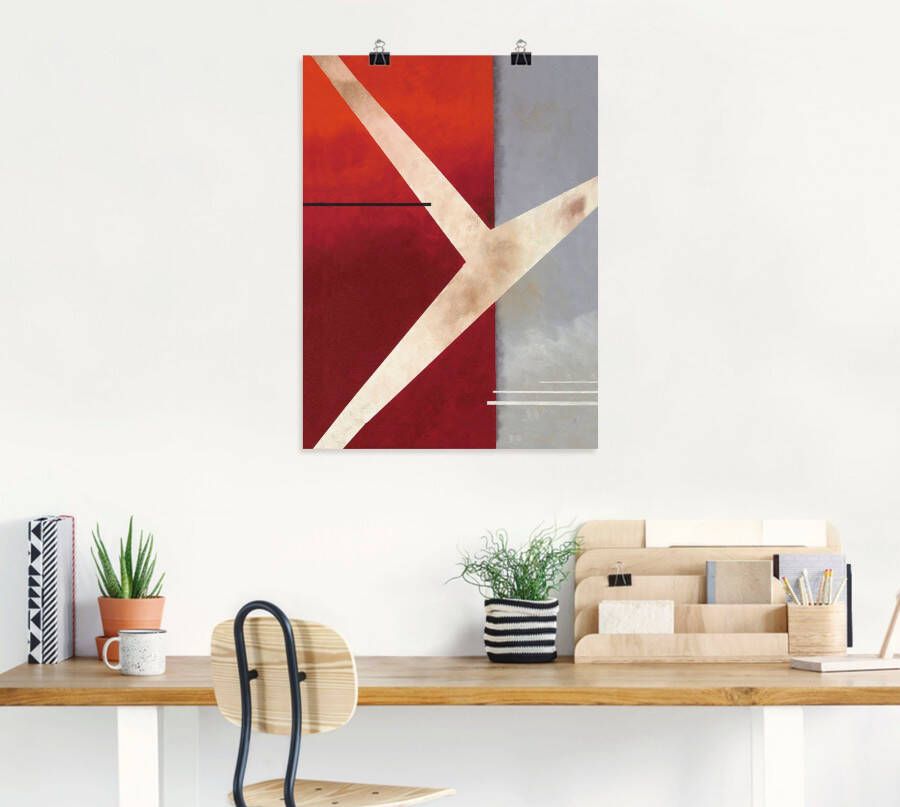 Artland Artprint Abstract in rood grijs als artprint op linnen poster in verschillende formaten maten