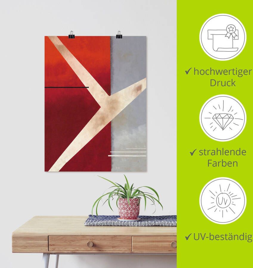 Artland Artprint Abstract in rood grijs als artprint op linnen poster in verschillende formaten maten