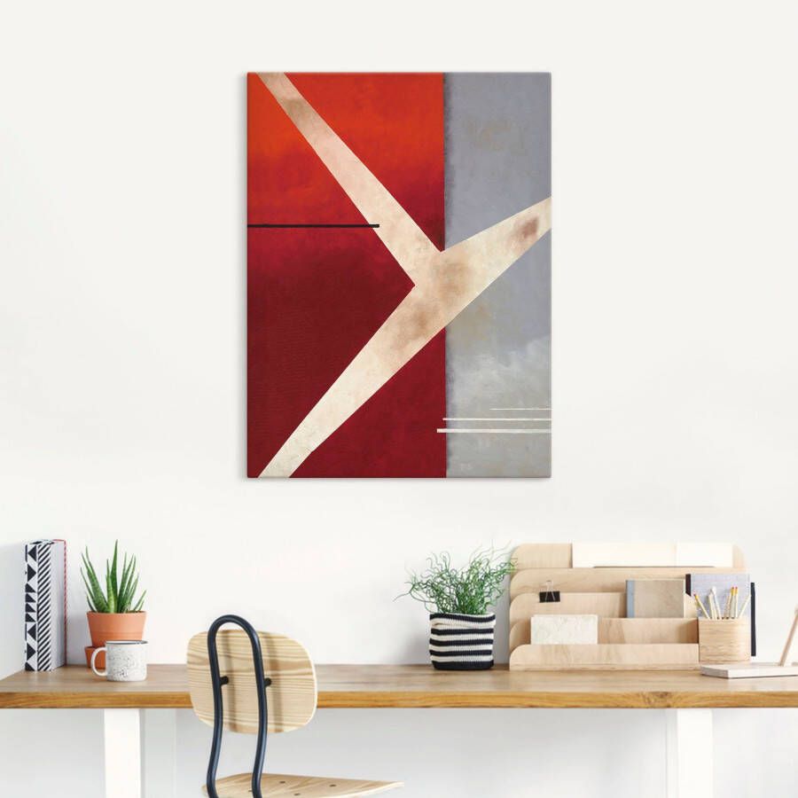 Artland Artprint Abstract in rood grijs als artprint op linnen poster in verschillende formaten maten