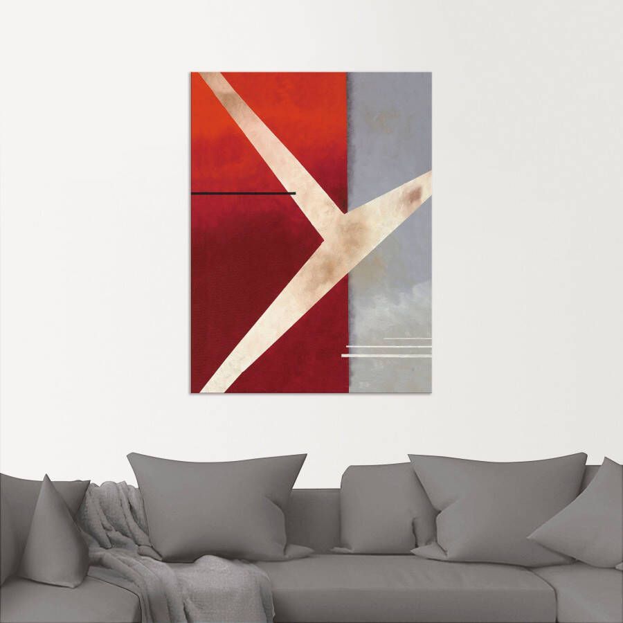 Artland Artprint Abstract in rood grijs als artprint op linnen poster in verschillende formaten maten