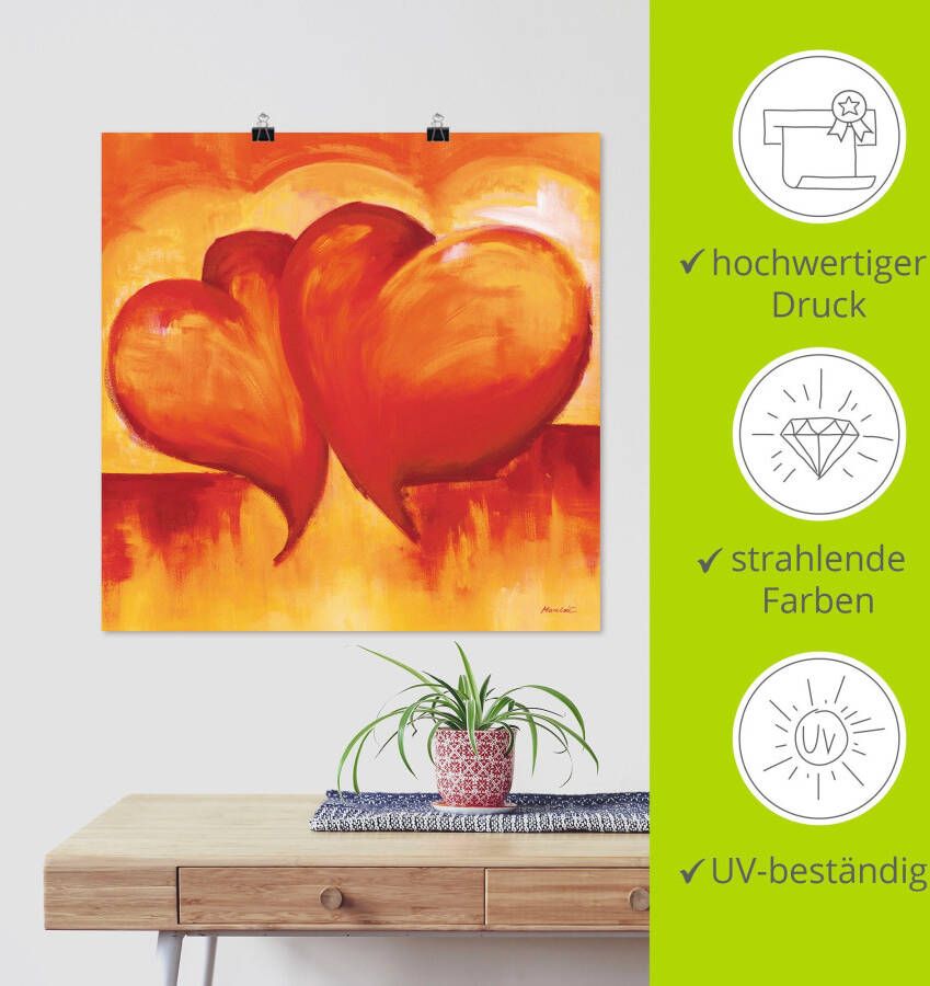 Artland Artprint Abstracte harten oranje als artprint op linnen poster in verschillende formaten maten