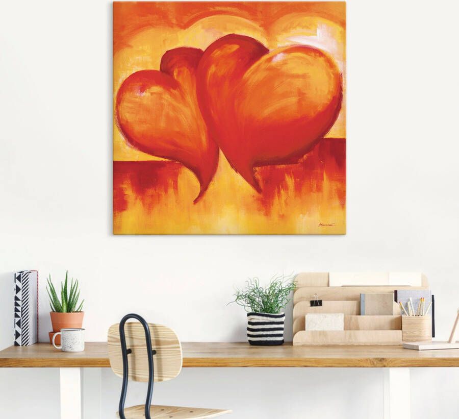 Artland Artprint Abstracte harten oranje als artprint op linnen poster in verschillende formaten maten