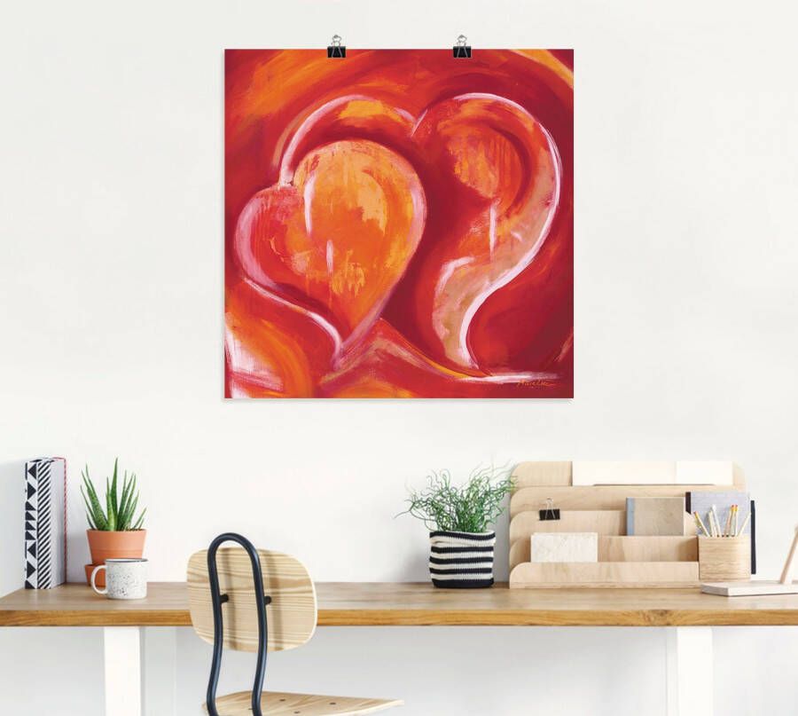 Artland Artprint Abstracte harten rood als artprint op linnen poster in verschillende formaten maten