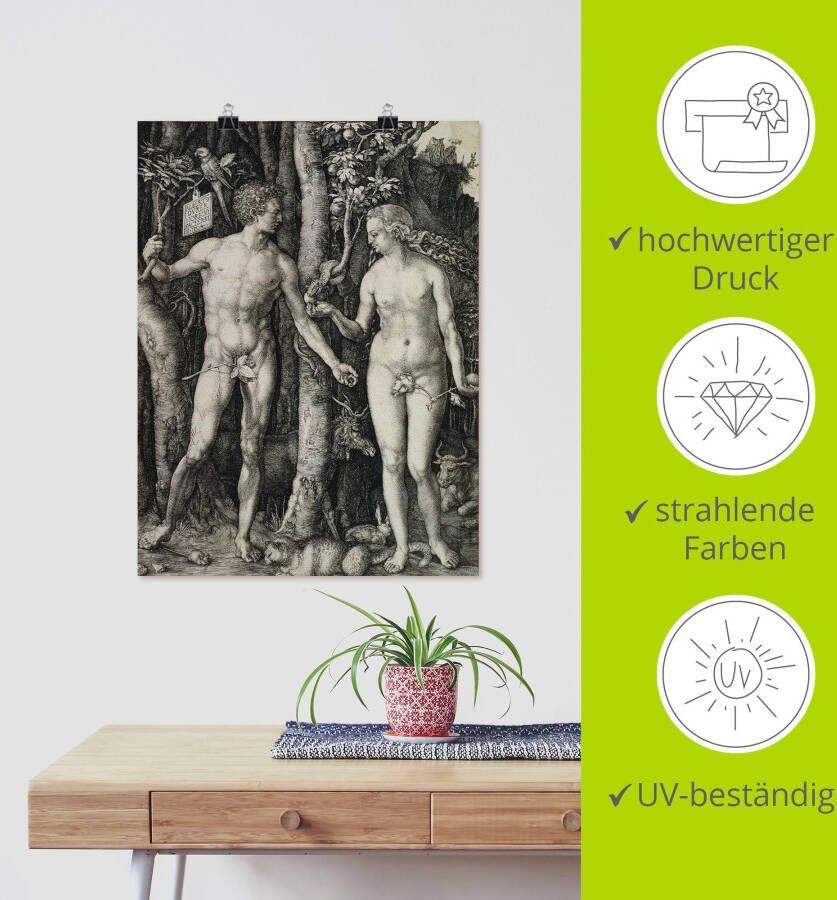 Artland Artprint Adam en Eva. 1504 als artprint op linnen poster in verschillende formaten maten