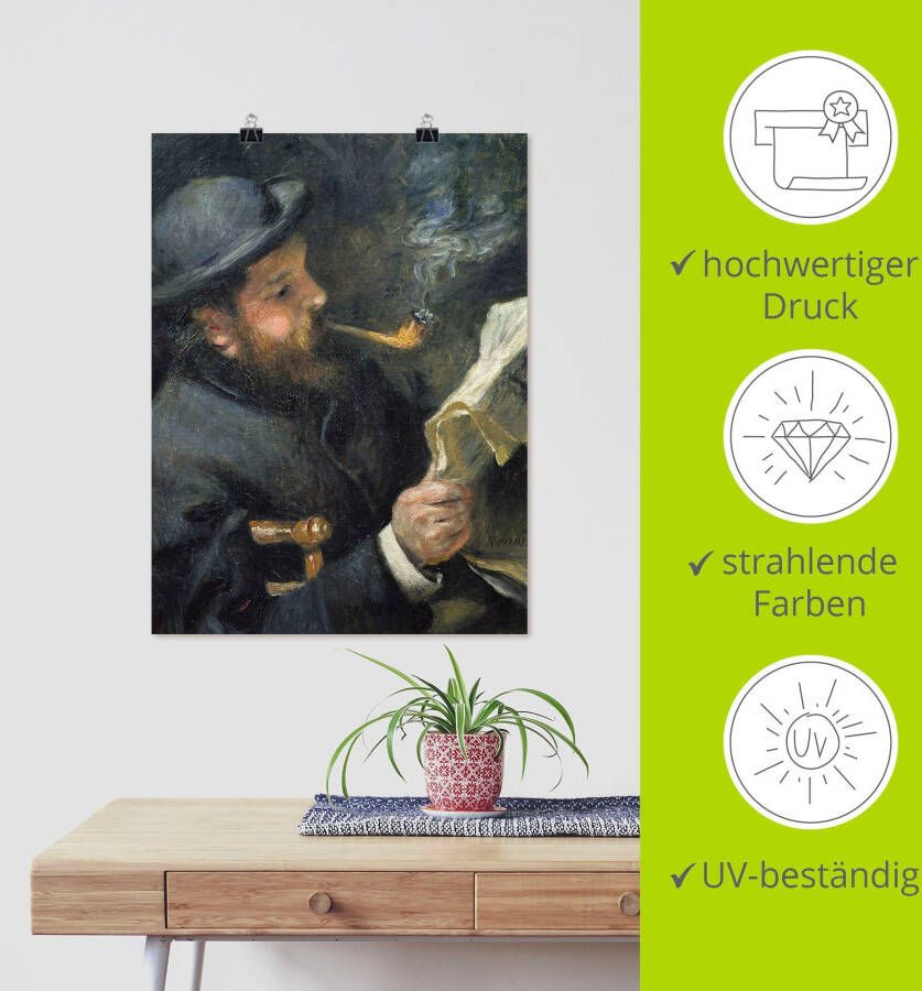 Artland Artprint Afbeelding Claude Monet met fluit als artprint op linnen poster in verschillende formaten maten