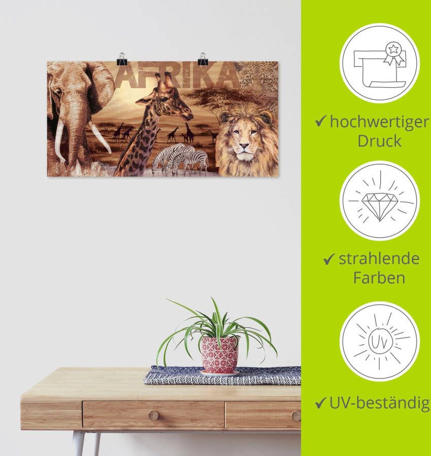 Artland Artprint Afrika als artprint van aluminium artprint voor buiten artprint op linnen poster muursticker