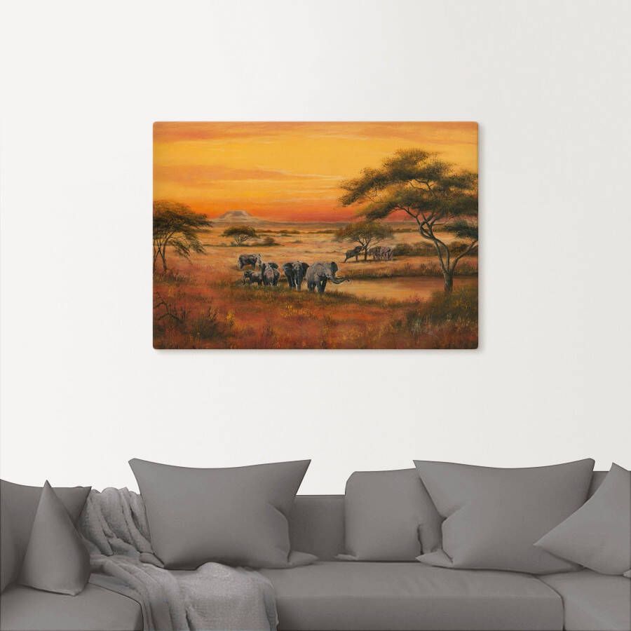 Artland Artprint Afrika Olifanten als artprint van aluminium artprint voor buiten artprint op linnen poster in verschillende maten. maten