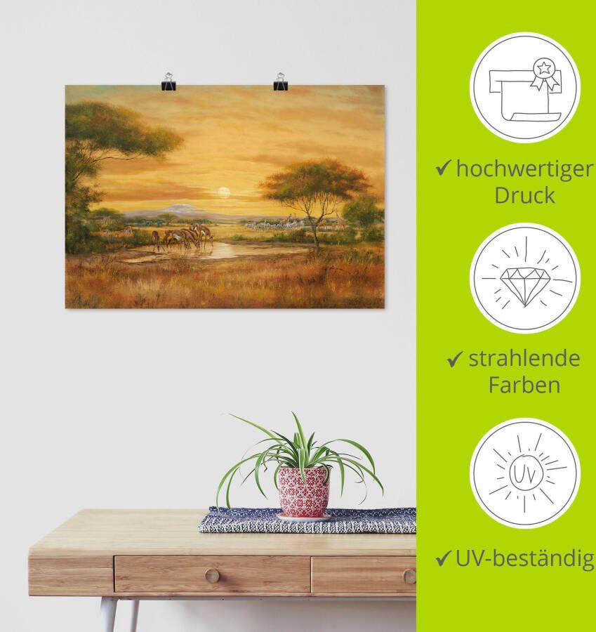 Artland Artprint Afrikaanse steppe als artprint van aluminium artprint voor buiten artprint op linnen poster in verschillende maten. maten