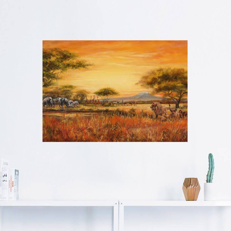 Artland Artprint Afrikaanse steppe met leeuwen als artprint van aluminium artprint voor buiten artprint op linnen poster muursticker - Foto 2