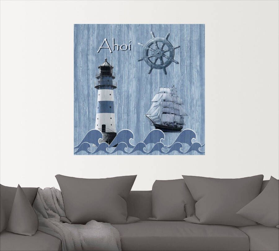 Artland Artprint Ahoy in maritiem blauw als artprint van aluminium artprint voor buiten artprint op linnen poster muursticker