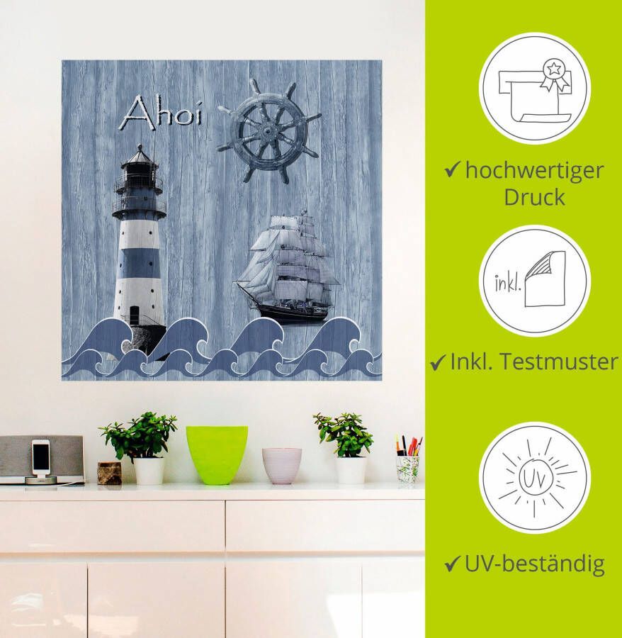 Artland Artprint Ahoy in maritiem blauw als artprint van aluminium artprint voor buiten artprint op linnen poster muursticker