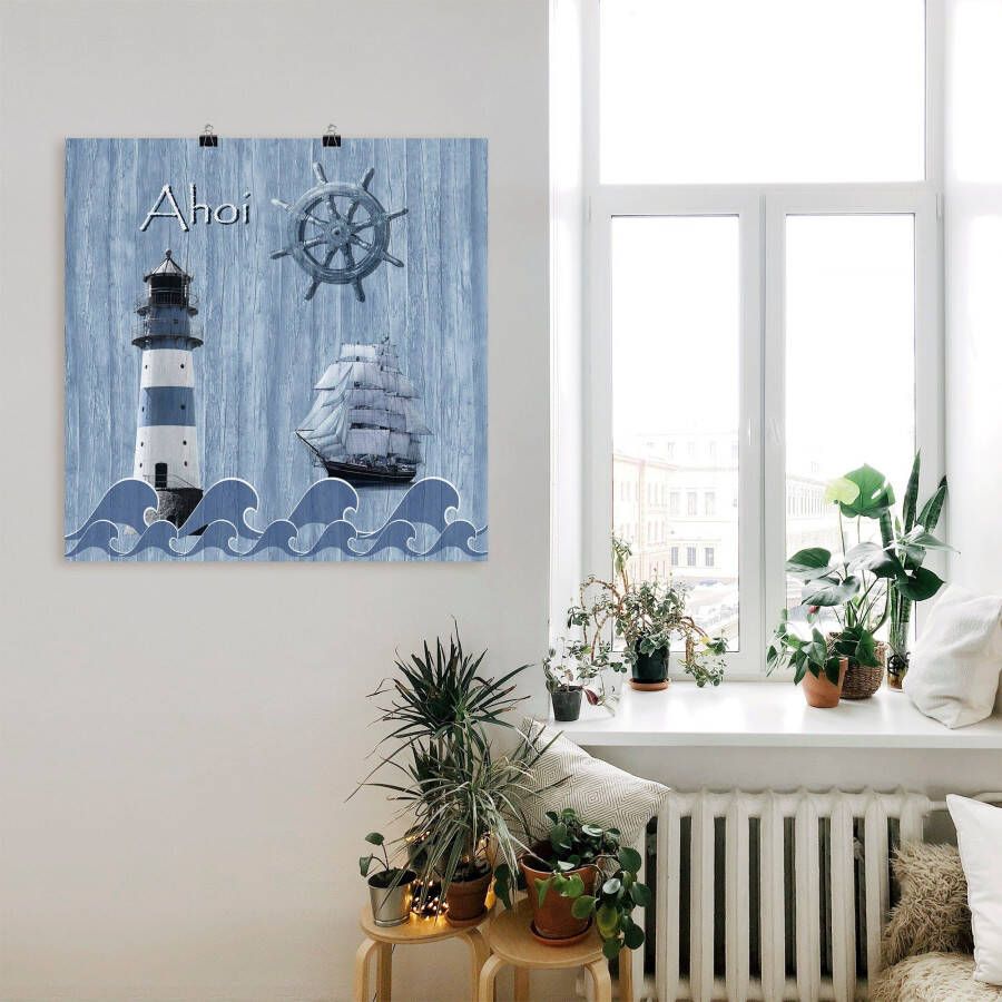 Artland Artprint Ahoy in maritiem blauw als artprint van aluminium artprint voor buiten artprint op linnen poster muursticker