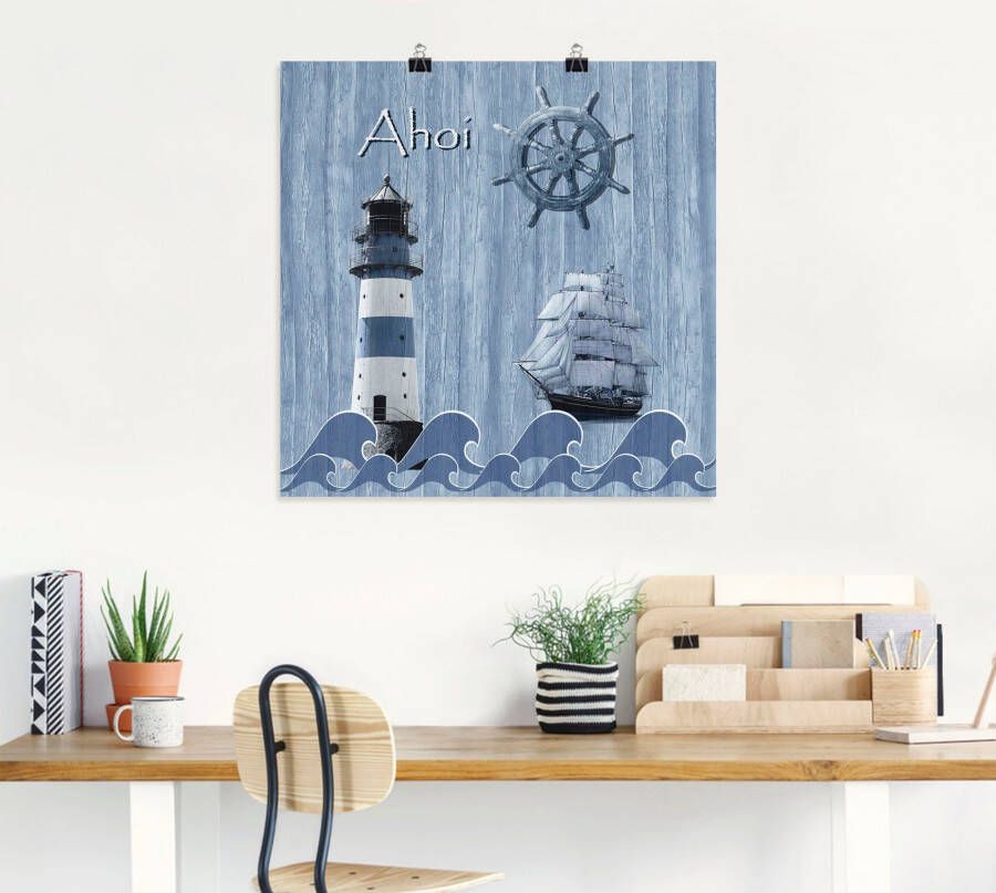 Artland Artprint Ahoy in maritiem blauw als artprint van aluminium artprint voor buiten artprint op linnen poster muursticker