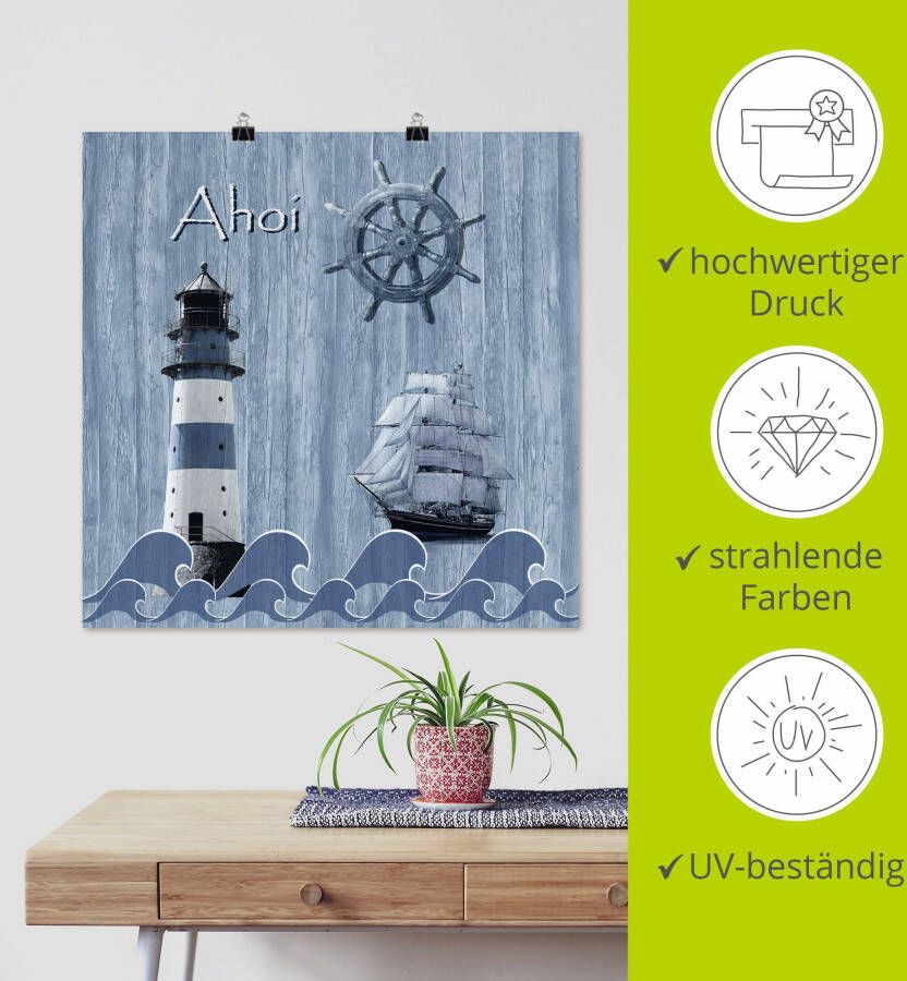 Artland Artprint Ahoy in maritiem blauw als artprint van aluminium artprint voor buiten artprint op linnen poster muursticker