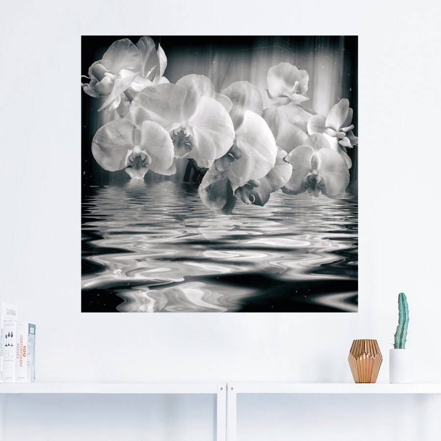 Artland Artprint Orchideeën monochroom als artprint op linnen muursticker in verschillende maten