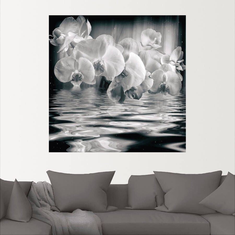 Artland Artprint Orchideeën monochroom als artprint op linnen muursticker in verschillende maten