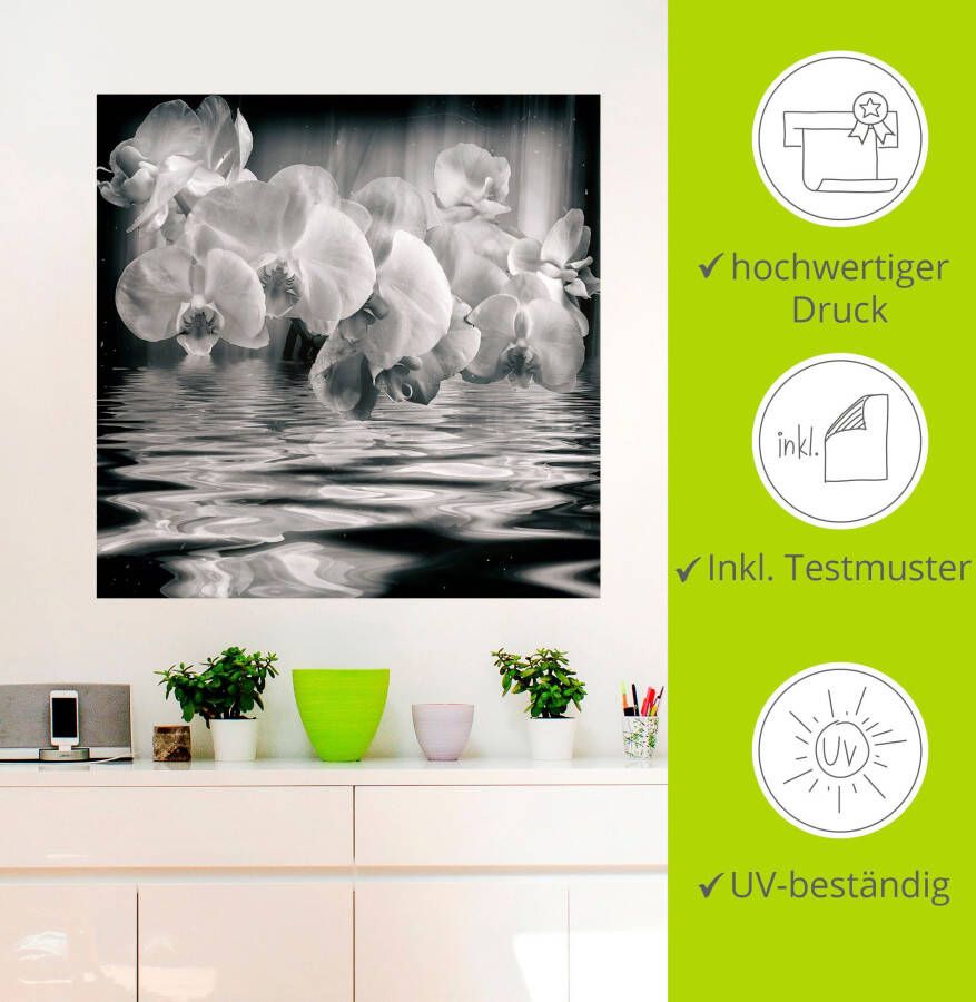 Artland Artprint Orchideeën monochroom als artprint op linnen muursticker in verschillende maten