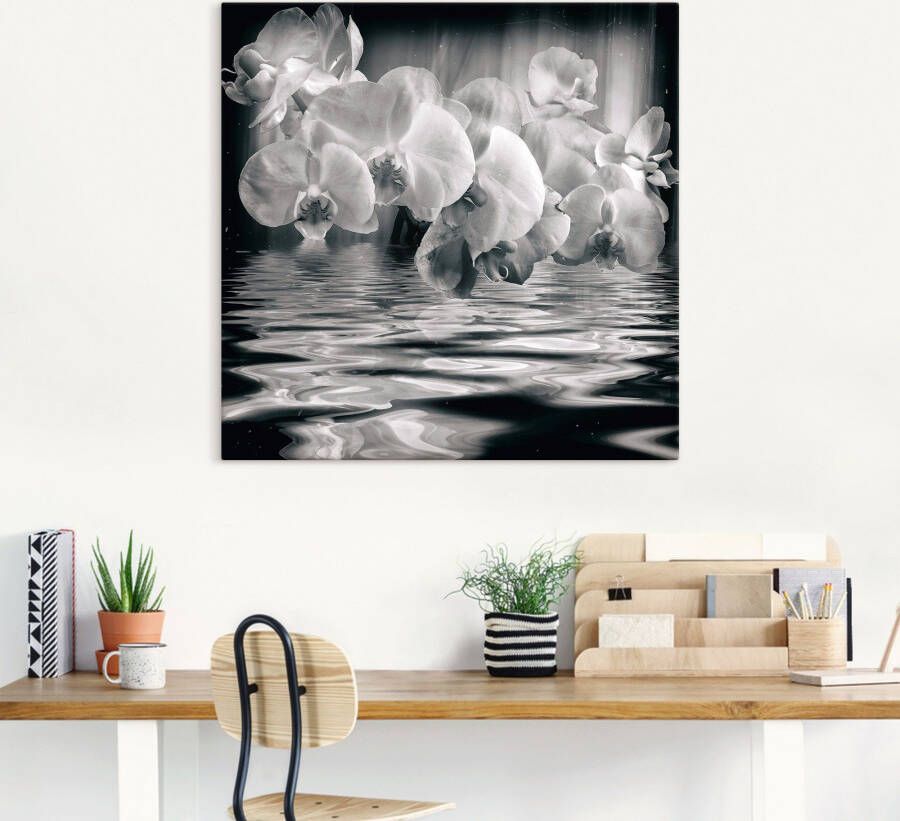 Artland Artprint Orchideeën monochroom als artprint op linnen muursticker in verschillende maten