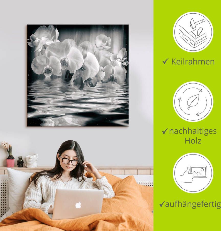 Artland Artprint Orchideeën monochroom als artprint op linnen muursticker in verschillende maten