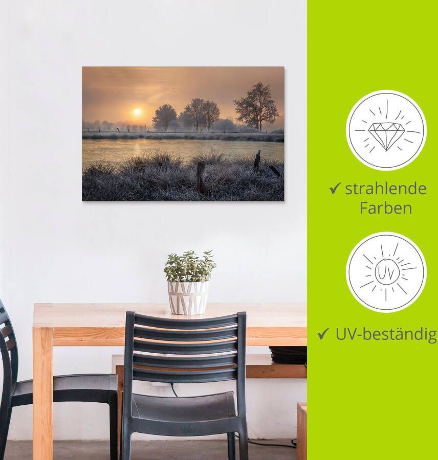 Artland Artprint Een winterdag begint als artprint van aluminium artprint op linnen muursticker verschillende maten