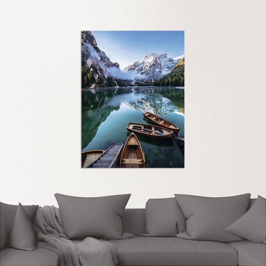 Artland Artprint Pragser Wildsee in Zuid-Tirol als artprint van aluminium artprint voor buiten artprint op linnen in verschillende maten