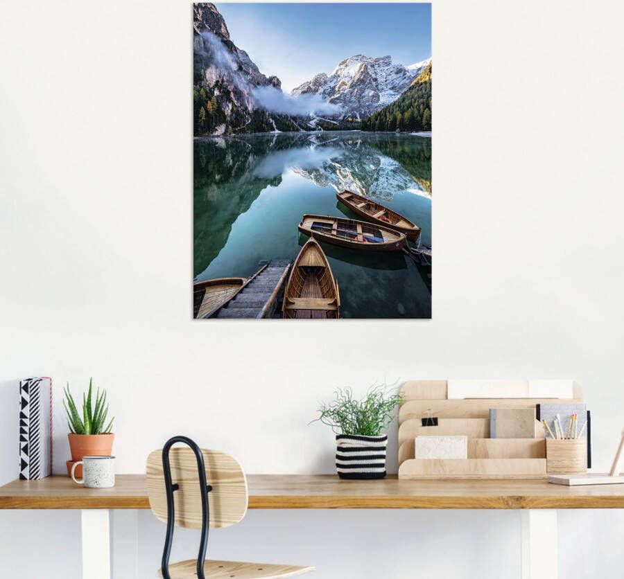 Artland Artprint Pragser Wildsee in Zuid-Tirol als artprint van aluminium artprint voor buiten artprint op linnen in verschillende maten