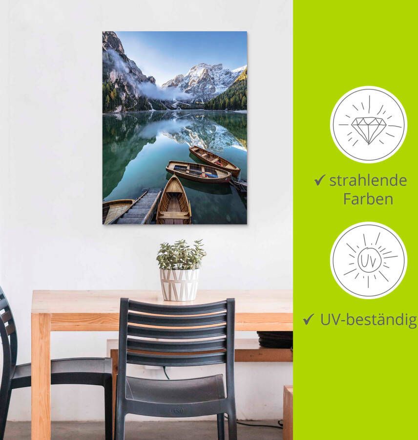 Artland Artprint Pragser Wildsee in Zuid-Tirol als artprint van aluminium artprint voor buiten artprint op linnen in verschillende maten