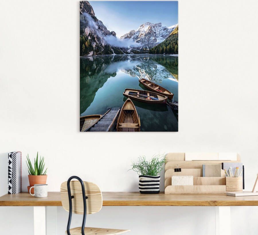 Artland Artprint Pragser Wildsee in Zuid-Tirol als artprint van aluminium artprint voor buiten artprint op linnen in verschillende maten