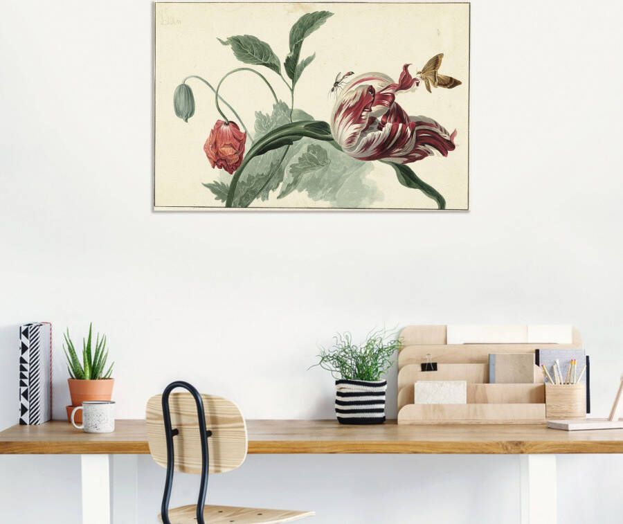 Artland Artprint Tulp en klaproos. als artprint van aluminium artprint voor buiten artprint op linnen poster in verschillende maten. maten