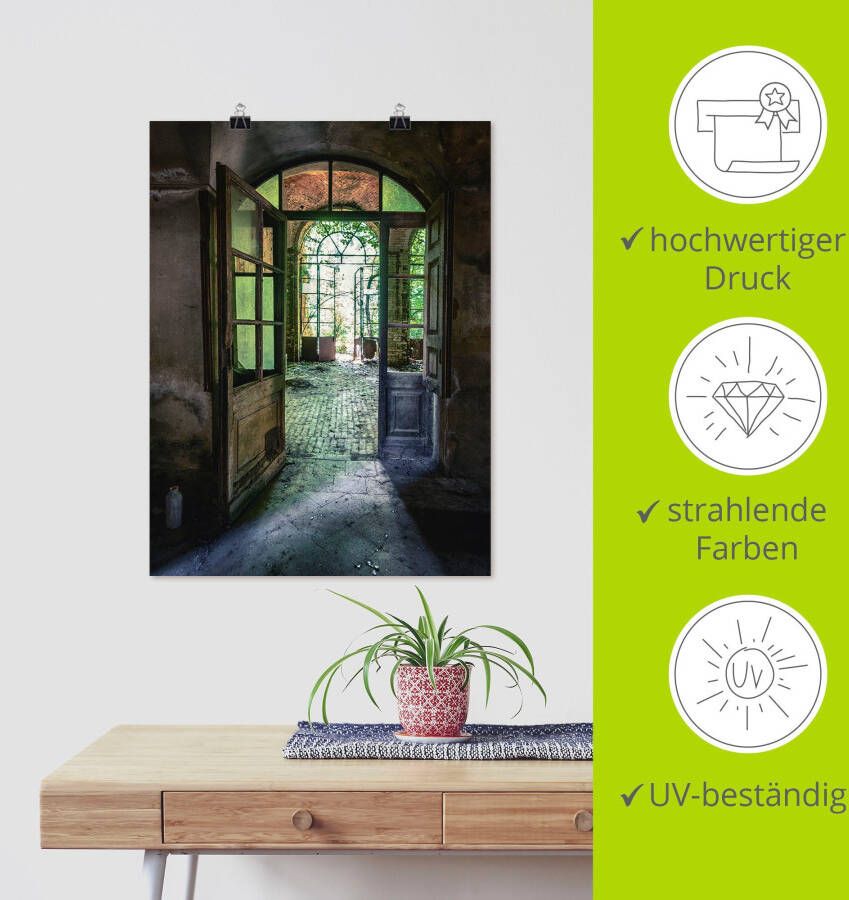 Artland Artprint Verlaten plek oude deur raam als artprint van aluminium artprint voor buiten artprint op linnen poster muursticker