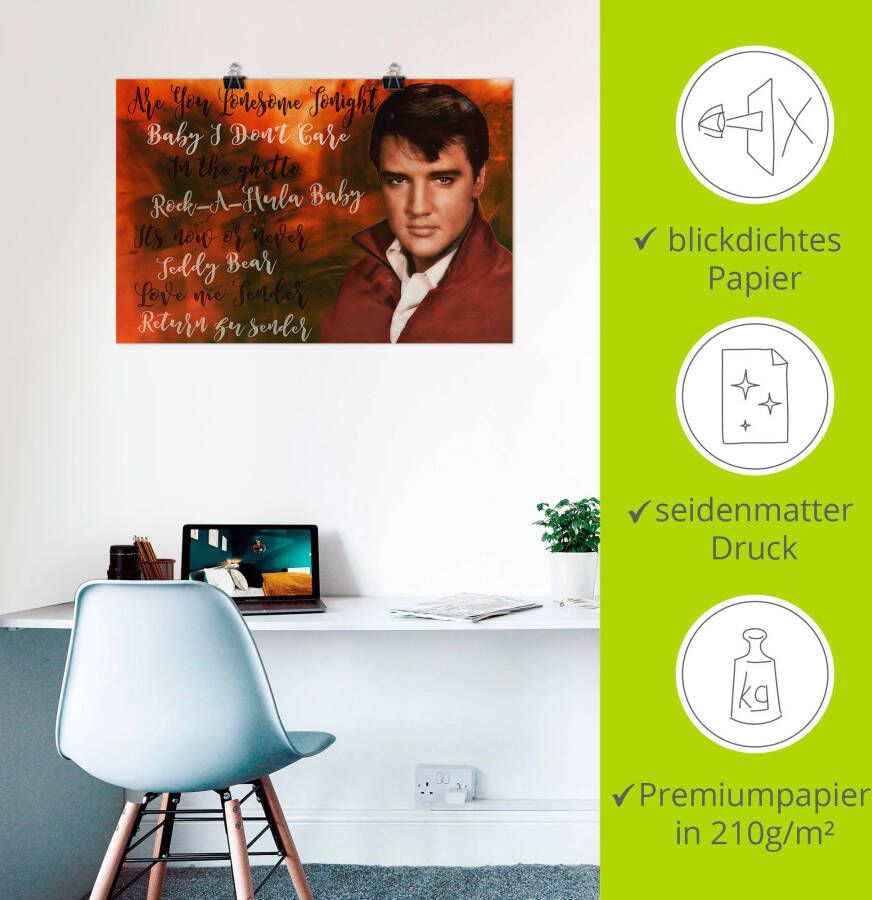 Artland Artprint Elvis ster als artprint van aluminium artprint voor buiten poster in diverse formaten