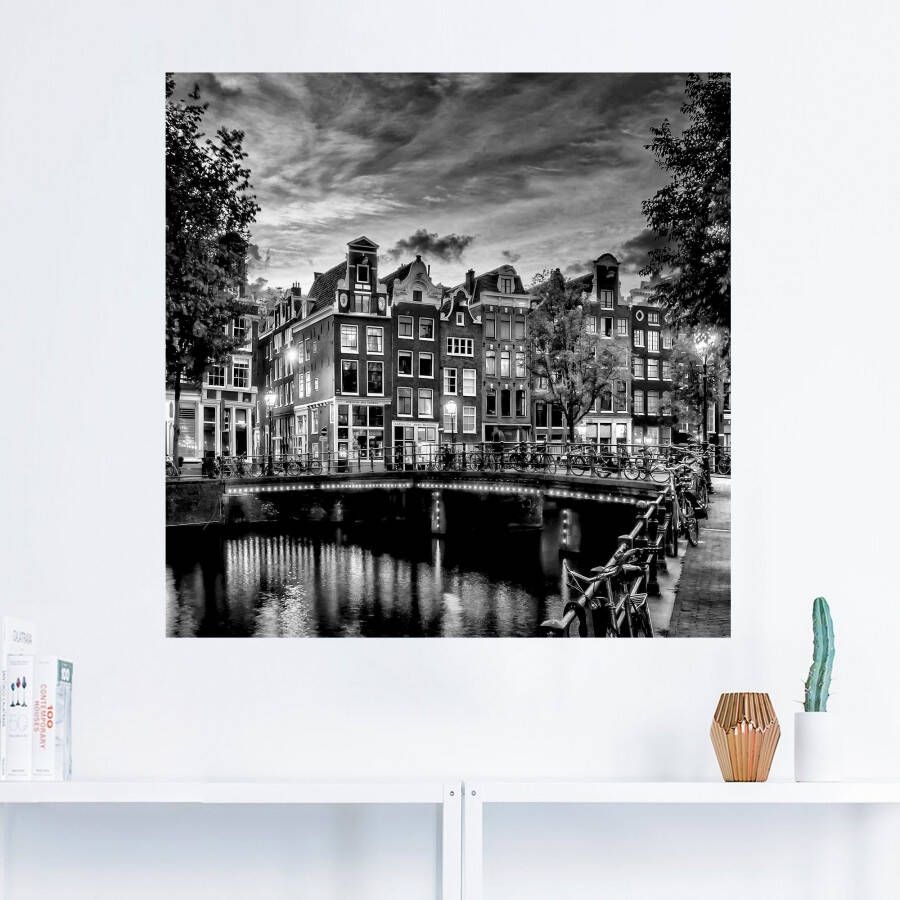 Artland Artprint Amsterdam avondidylle als artprint op linnen poster muursticker in verschillende maten