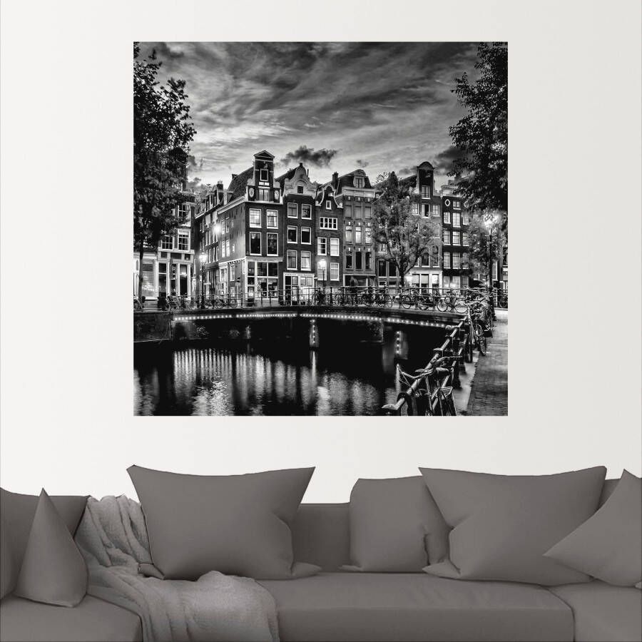 Artland Artprint Amsterdam avondidylle als artprint op linnen poster muursticker in verschillende maten