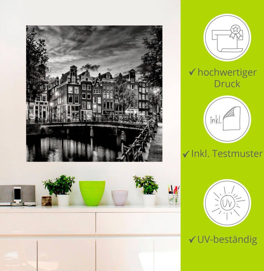 Artland Artprint Amsterdam avondidylle als artprint op linnen poster muursticker in verschillende maten