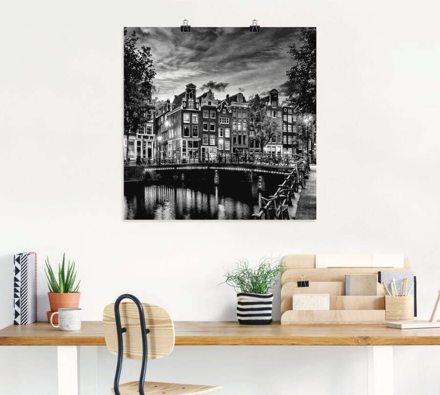 Artland Artprint Amsterdam avondidylle als artprint op linnen poster muursticker in verschillende maten