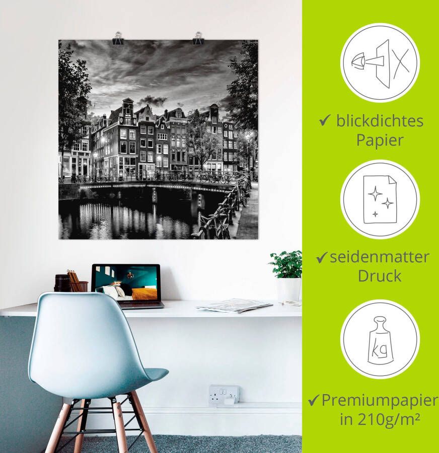 Artland Artprint Amsterdam avondidylle als artprint op linnen poster muursticker in verschillende maten