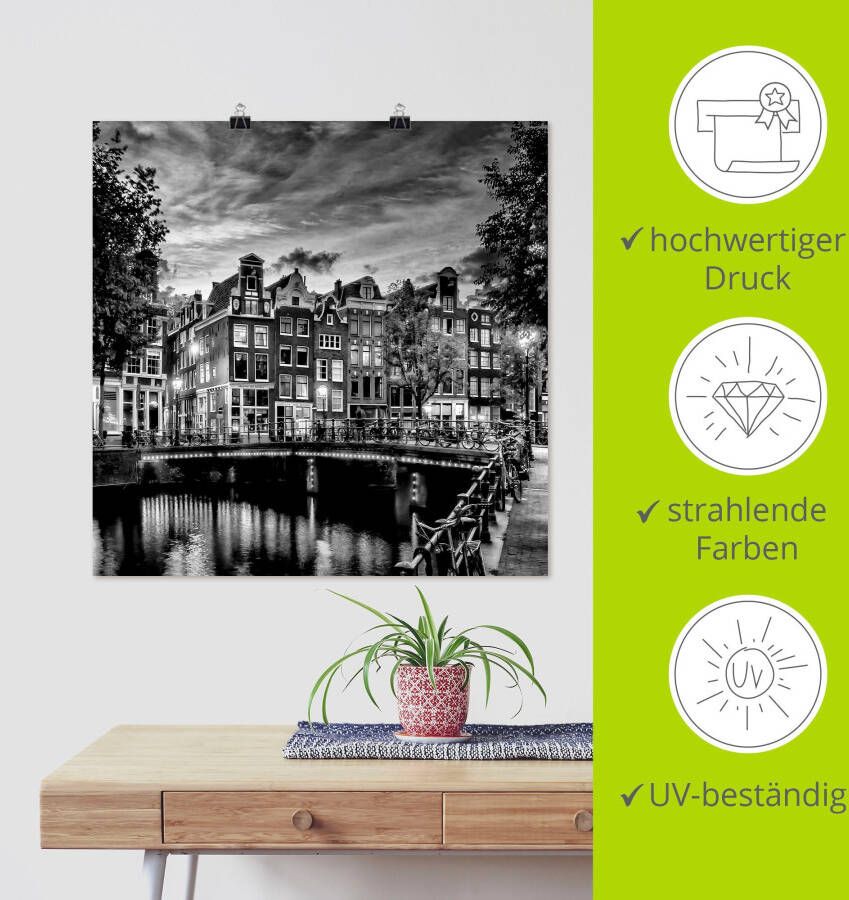 Artland Artprint Amsterdam avondidylle als artprint op linnen poster muursticker in verschillende maten