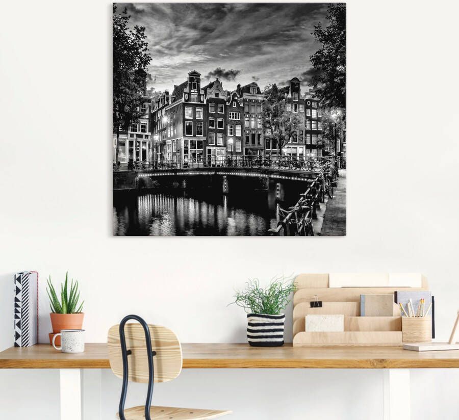 Artland Artprint Amsterdam avondidylle als artprint op linnen poster muursticker in verschillende maten