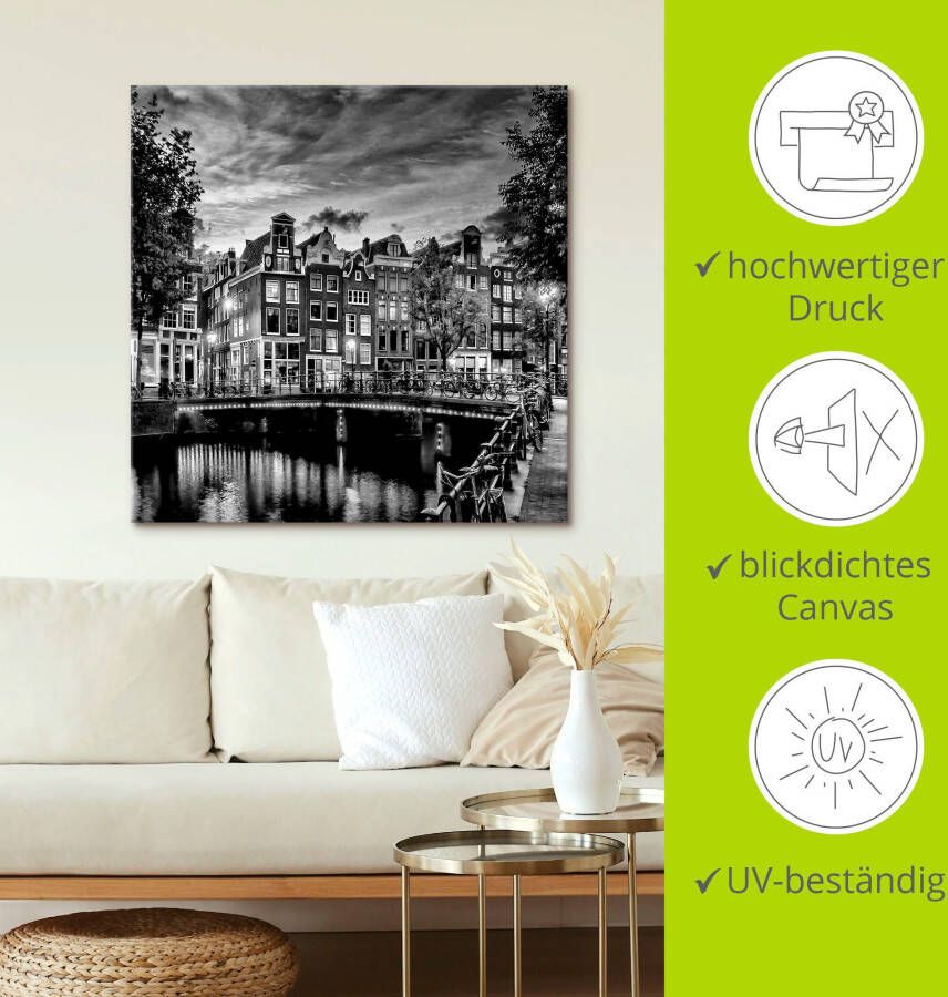 Artland Artprint Amsterdam avondidylle als artprint op linnen poster muursticker in verschillende maten