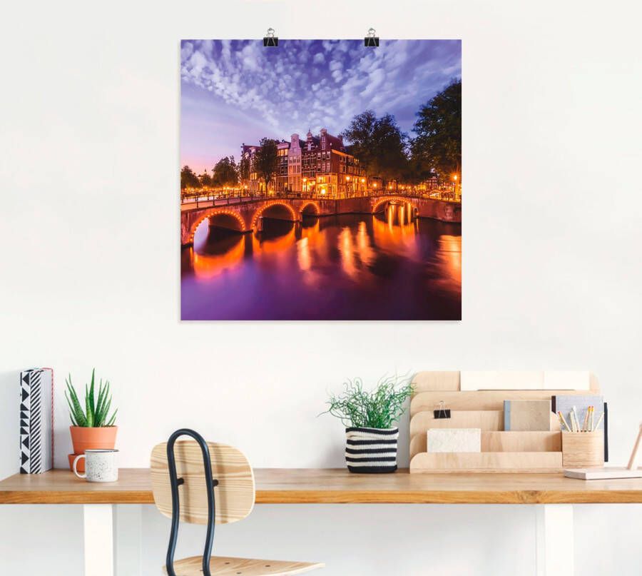 Artland Artprint Amsterdam Keizersgracht Leidsegracht als artprint op linnen poster muursticker in verschillende maten