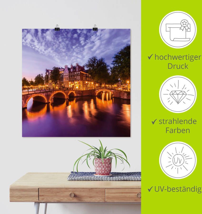 Artland Artprint Amsterdam Keizersgracht Leidsegracht als artprint op linnen poster muursticker in verschillende maten