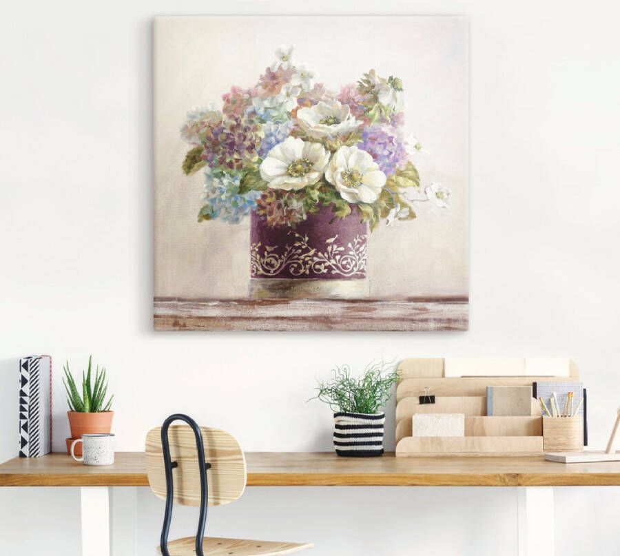 Artland Artprint Anemonen in Auberginer hoedendoos als artprint op linnen poster muursticker in verschillende maten