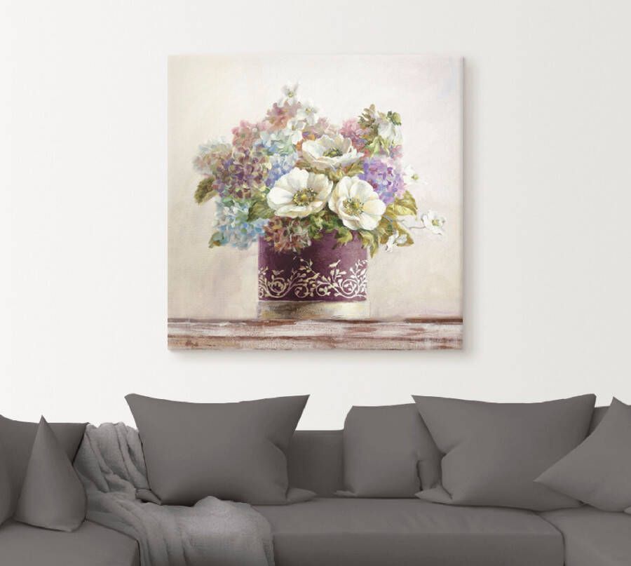 Artland Artprint Anemonen in Auberginer hoedendoos als artprint op linnen poster muursticker in verschillende maten