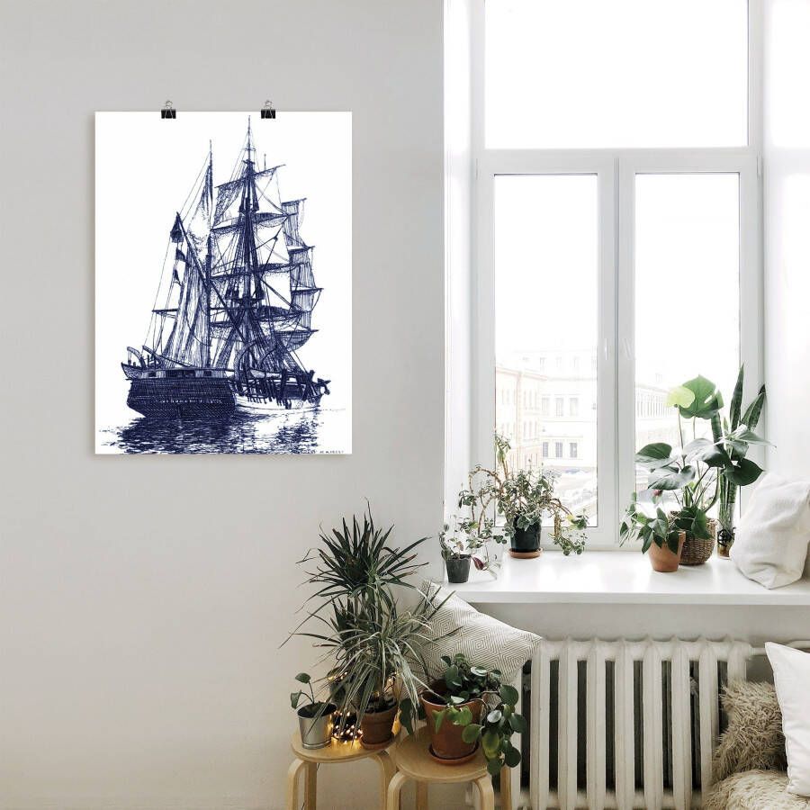 Artland Artprint Antieke boot in blauw I als artprint van aluminium artprint voor buiten poster in diverse formaten - Foto 2