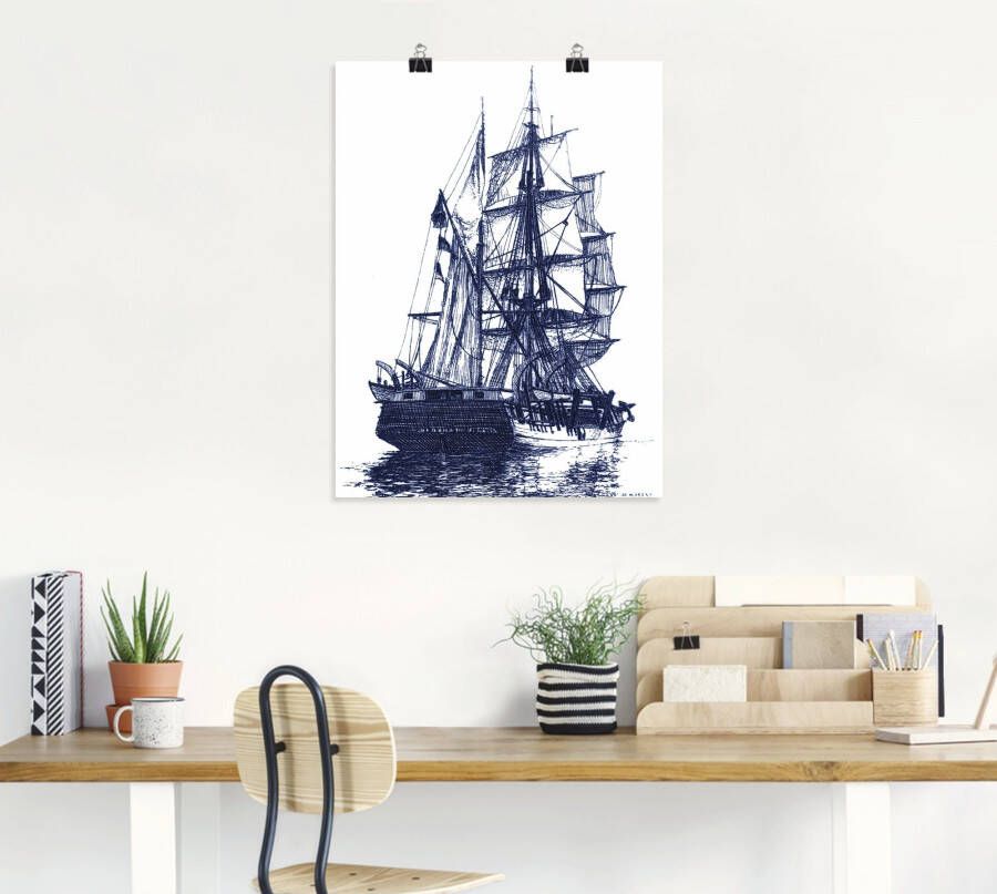 Artland Artprint Antieke boot in blauw I als artprint van aluminium artprint voor buiten poster in diverse formaten - Foto 3