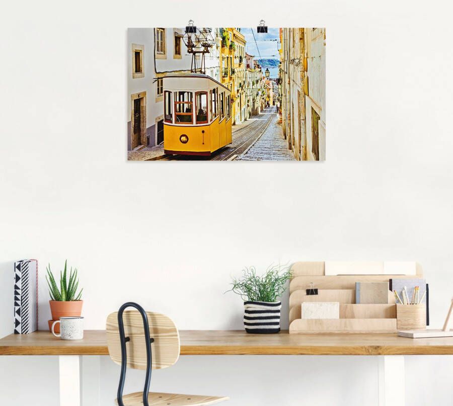 Artland Artprint Ascensor da Gloria in Lissabon als artprint van aluminium artprint op linnen muursticker of poster in verschillende maten