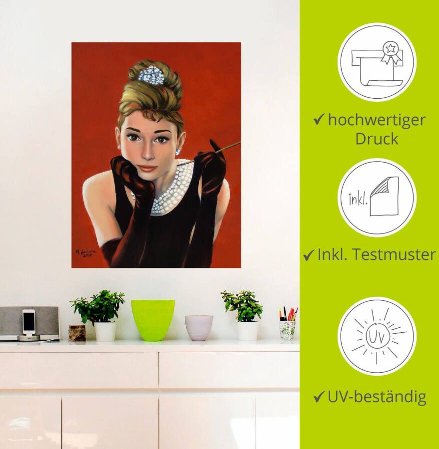 Artland Artprint Audrey Hepburn portret als artprint van aluminium artprint voor buiten artprint op linnen poster muursticker