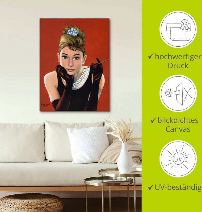 Artland Artprint Audrey Hepburn portret als artprint van aluminium artprint voor buiten artprint op linnen poster muursticker