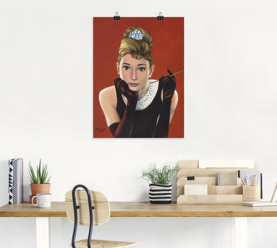 Artland Artprint Audrey Hepburn portret als artprint van aluminium artprint voor buiten artprint op linnen poster muursticker