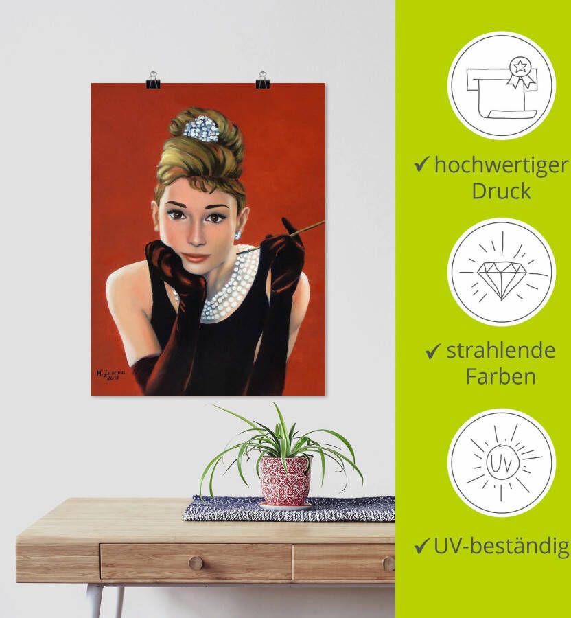 Artland Artprint Audrey Hepburn portret als artprint van aluminium artprint voor buiten artprint op linnen poster muursticker